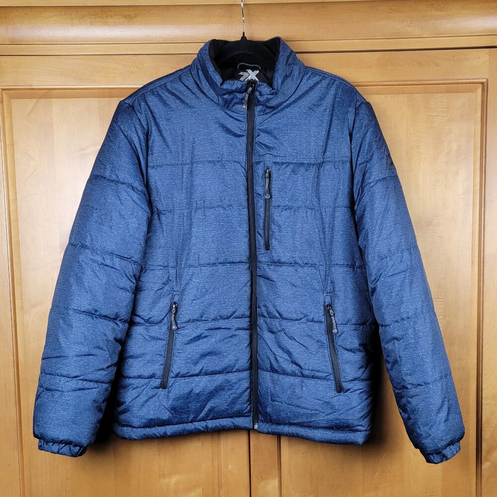 Men's ZeroXposur Denim Blue Navy Cork Quilted Puffer Winter Jacket - M